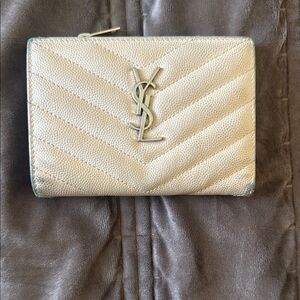 Yves Saint Laurent Beige Quilted Wallet
